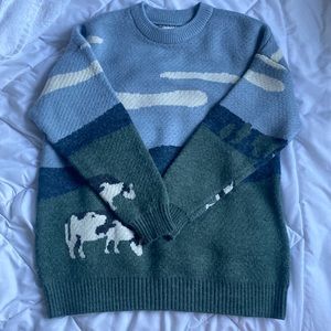 Vintage Cow Oversized Sweatshirt, Unisex Sweater